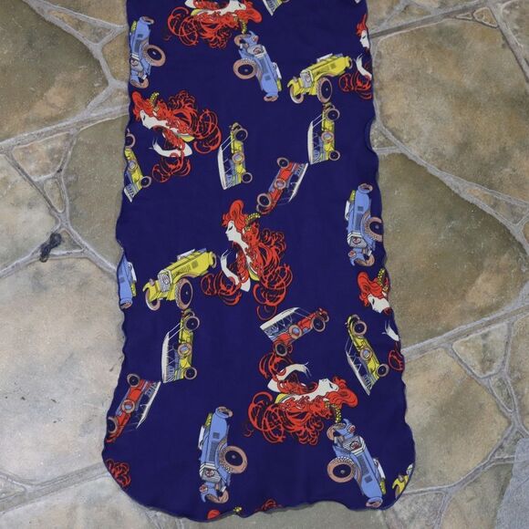 Vintage Neck Scarf Bow Scarf Red Headed Lady & Old Cars Whimsical Avant Guarde - Picture 6 of 10